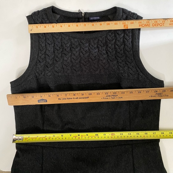 Magaschoni Collection Women Sleeveless Cable Knit Insert Midi Dress Gray Wool - Picture 7 of 13